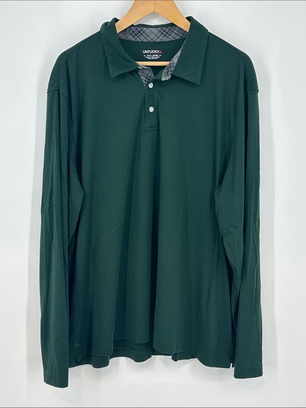 UNTUCKit Men's Damaschino Long Sleeve Polo in Forest Green - Size 3XL